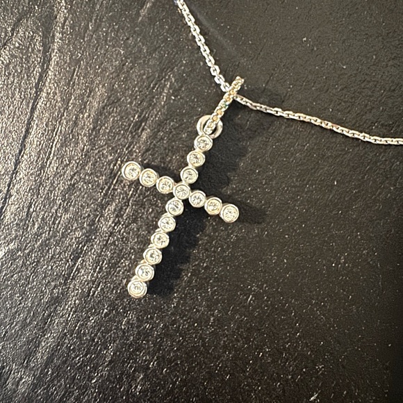 Swarovski Jewelry - Swarovski Silver Bezel Crystal Cross Pendant Necklace